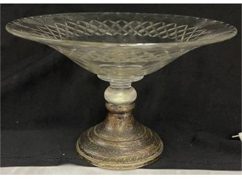 Vintage Sheffield Sterling Silver Weighted Crystal Tazza