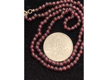 Genuine Garnet Beads With 14kt Gold Clasp