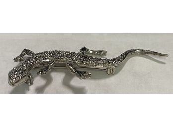 Vintage Sterling Silver & Marcasite Lizard Brooch