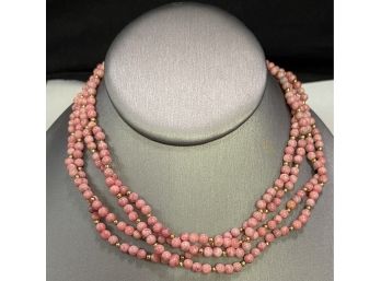 Lovely Beaded Coral And 14k Gold Infinity Necklace