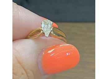 Stunning 14k Yellow Gold Diamond Solitaire Engagement Ring Size 6 1/2