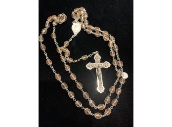 Lovely Vintage Pink Crystal Rosary Beads