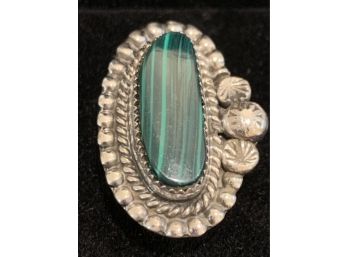 Signed Native American Malachite Sterling Ring