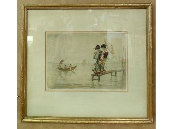 Robert Herdman Smith Titled The Ferry Colored Etching