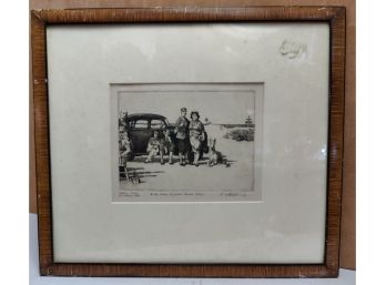 Black And White Etching Titled At The Customs Inspectors Annual Outing
