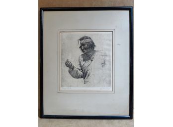 Wallace Leroy De Wolf Framed Etching On Paper Titled Navajo Trader