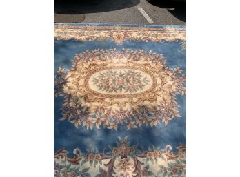 Gorgeous Blue Wool Chinese Floral Carpet Rug