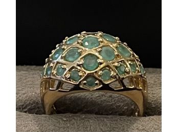 Stunning Vermeil Sterling Silver Multi Emerald Ring Size 8.5