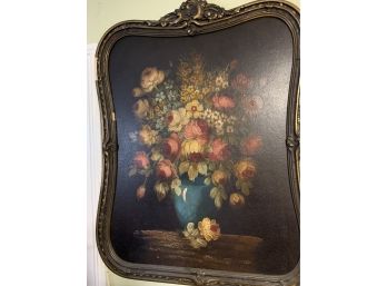 Antique Floral Oil Painting On Board