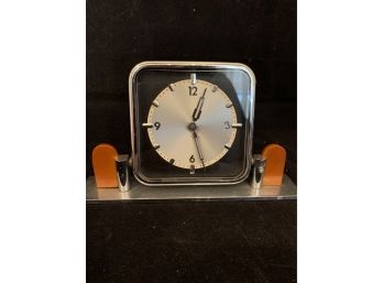 Art Deco Chrome And Butterscotch  Bakelite  Clock 1930s