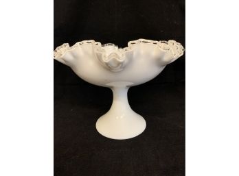 Large Fenton Silver Crest Footed Fruit Bowl