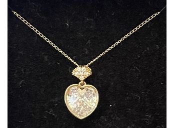 Beautiful 14kt YG Crystal Heart Pendant On Gold Chain