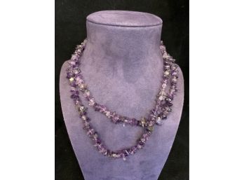 Long Strand Of Natural Chip Amethyst Beads