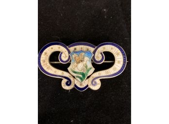 Antique Sterling Enamel Lily Brooch Pin