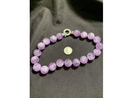 Huge Amethyst And Sterling Beaded Necklace