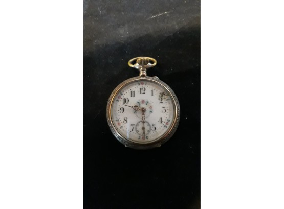 Antique 800 Silver & Enamel Pocket Watch