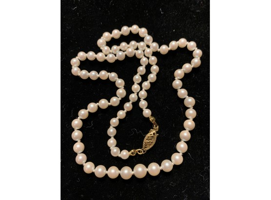 Vintage 14kt Clasp Cultured Pearls Graduated