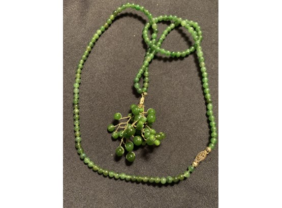 Jade 14kt Gold Bea With Jade Branches Pendant.