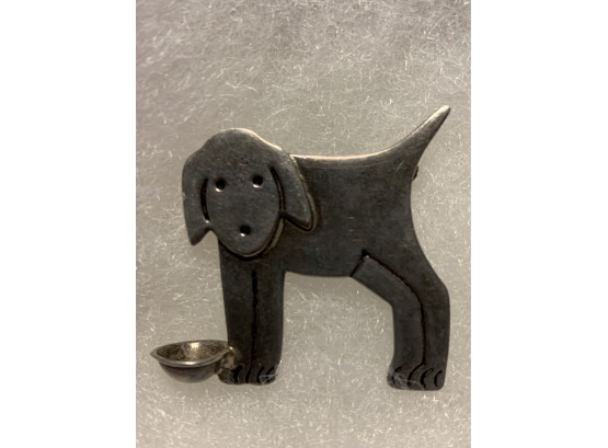 Cute Sterling Silver Puppy Dog Brooch Pin