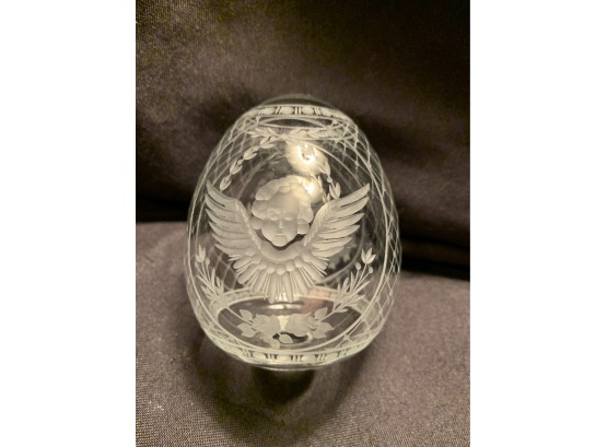 Beautiful Cut Crystal Egg With Angel And Dove