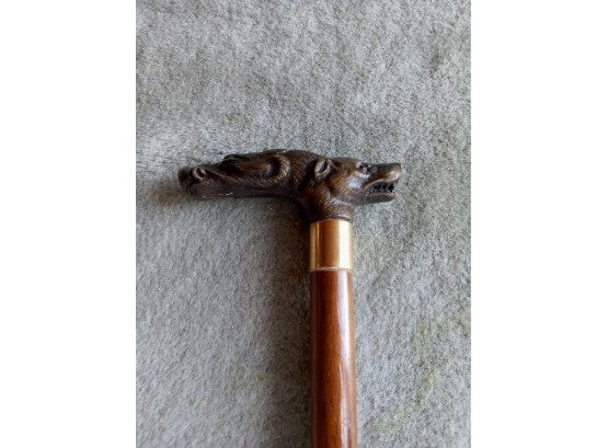 Antique Cane With Figural Carved Handle