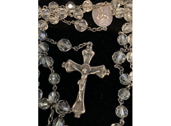 Vintage Crystal Sterling Silver Rosary Beads