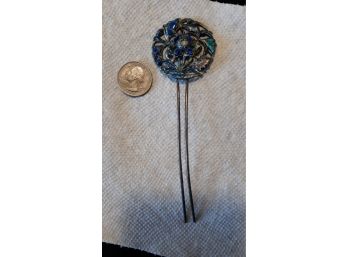 Chinese Silver & Enamel Hair Pin
