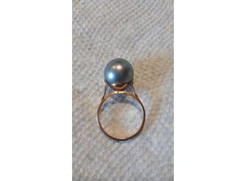 14k Yellow Good & Pearl Ring Size 6