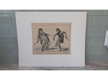 Antique Lithograph Two Men