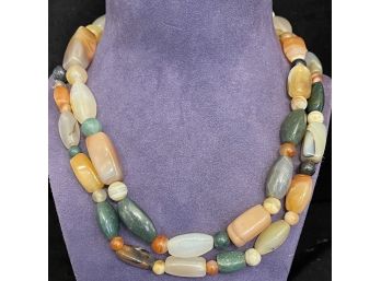 Vintage Multi Colored Agate Infinity Necklace