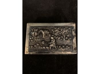 Antique Chinese Sterling Silver Match Box Holder
