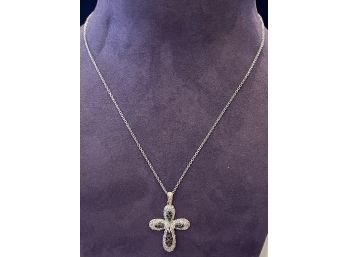 Stunning Sterling Silver And Austrian Crystal Cross Pendant