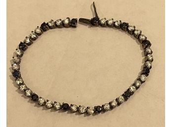 Beautiful Sterling Silver Bracelet With Sapphires And Crystals