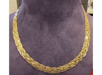 Beautiful Gold Over Sterling Silver Braided Technibond Necklace