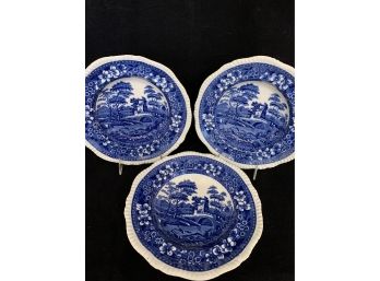 3 Gorgeous Copeland Spode Flow Blue Serving Bowls