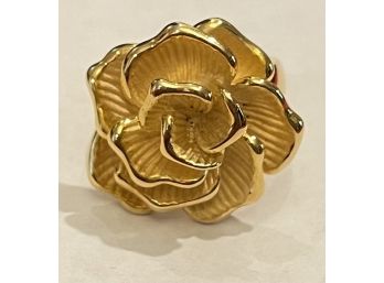 Alluring Gold Over Sterling Silver Flower Shape Ring Size 8.5