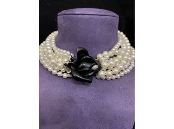 Gorgeous Signed Kenneth Lane 8 Strand Pearl Necklace