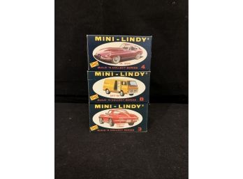 3 Mini - Lindy  Toy Cars Box And Papers Vintage