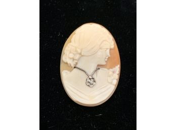 Lovely Hand Carved Cameo With Diamond