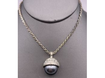 NIB Giovanni Torlonia Rome Silver Tone Necklace With Faux Pearl Pendant
