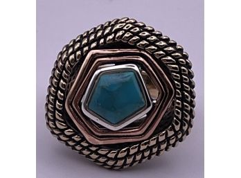 Copper Over Sterling Silver Turquoise Ring Size 8