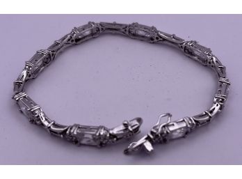 Gorgeous Sterling Silver And Crystal Bracelet
