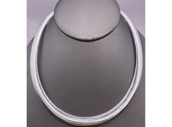 Italian 14K White Gold Graduated Woven Mesh Necklace 18 Inches