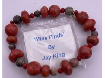 Mine Finds By Jay King Red Coral And Agate Bracelet