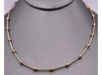 Pretty 14k Yellow And Rose Gold Bead Necklace
