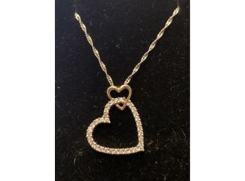 Romantic 14kt Gold Diamond Heart Necklace