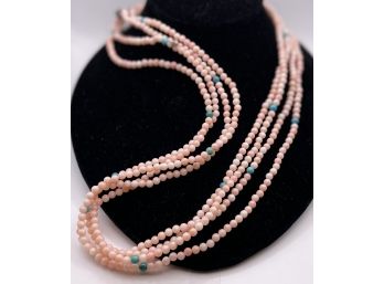 Gorgeous Jay King Mine Finds Angel-skin Coral And Turquoise Necklace