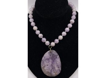 Beautiful Chinese Carved Amethyst Beaded Necklace