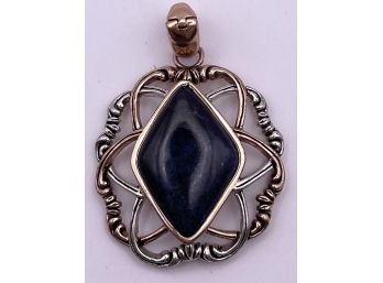 Barse Rose Gold Over Sterling Silver And Dark Lapis Pendant