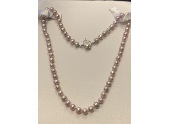 Lustrous Creamy Pink Pearls With 14kt Gold Clasp